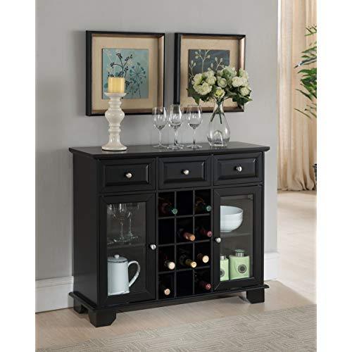 Kings Brand Furniture Buffet Server Sideboard Cabinet with Wine Storage, Black