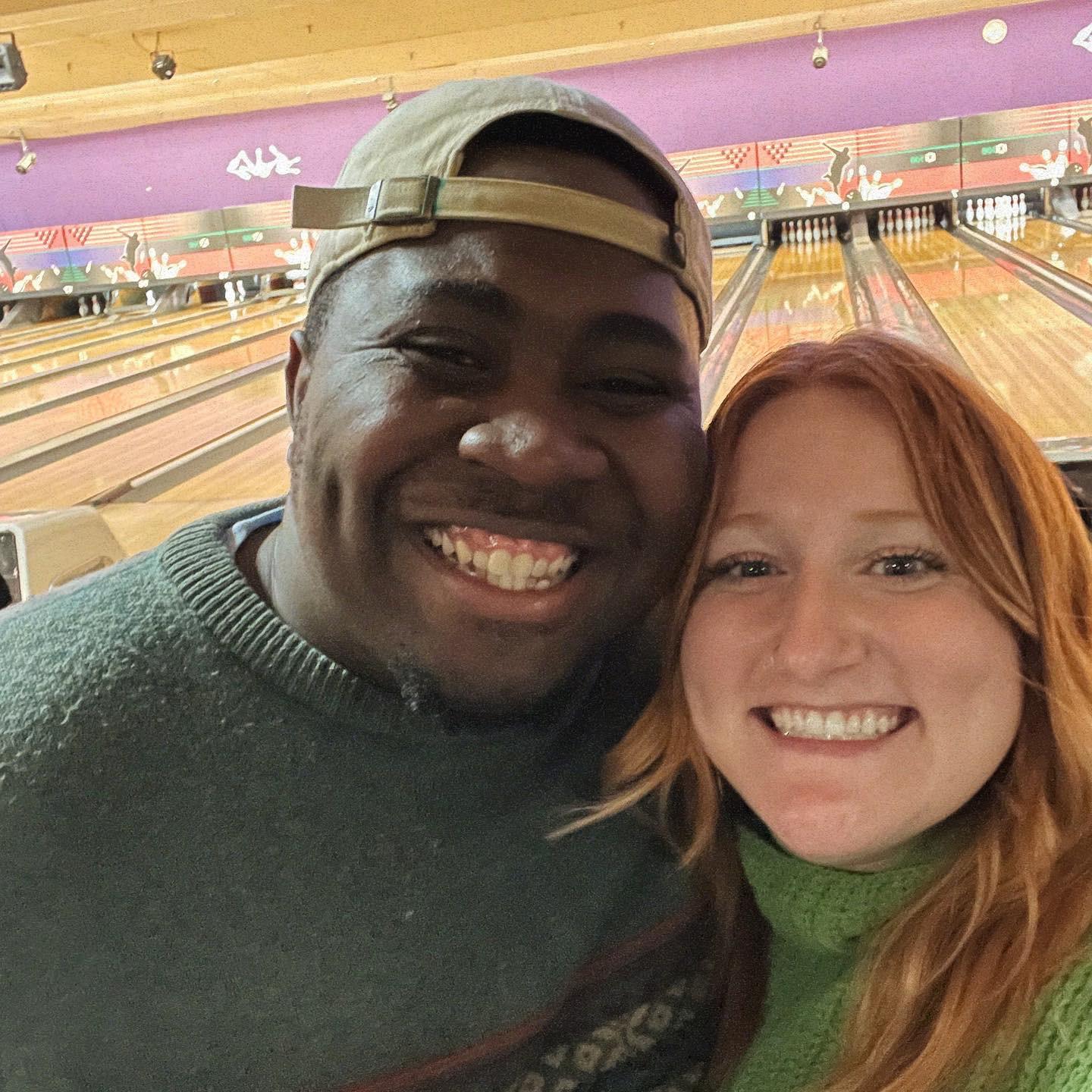 Post Em beating Mike in bowling