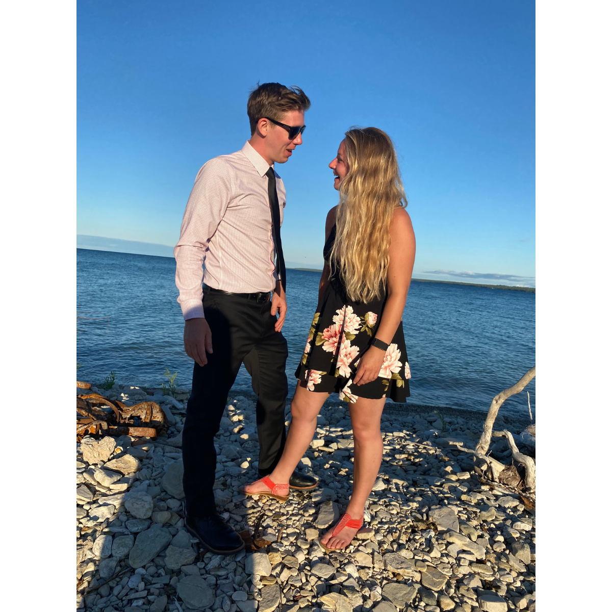 Likely giving each other a hard time about taking a photo on Mackinac Island!