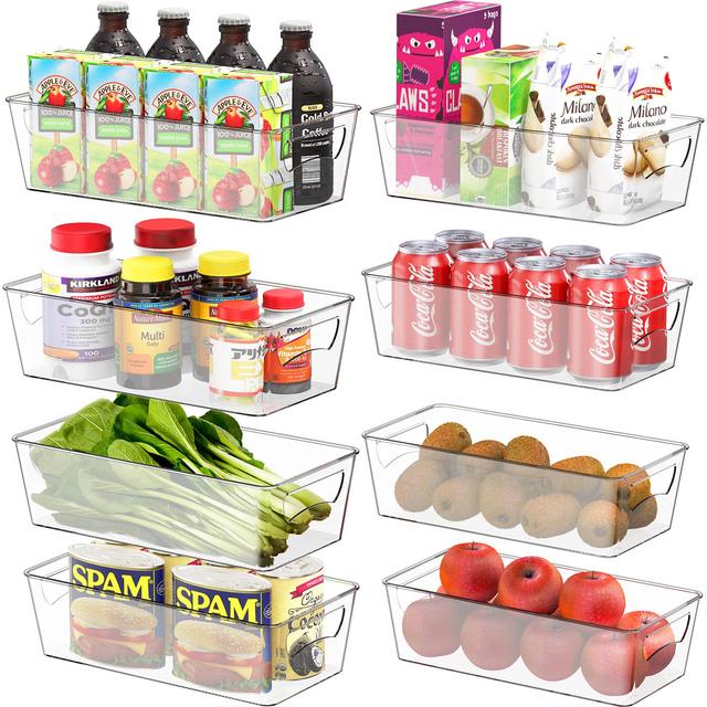 SimpleHouseware Freezer Organizer Storage Bins, Clear, Set of 8