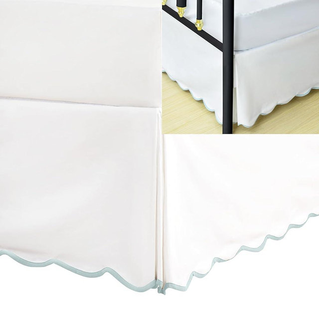 HIG King Bed Skirt - Easy Fit Scallop Edge Pleated Bedskirts with Spilt Coner, 18 Inch Drop Anti-Slip Dust Ruffle, Thick Fabric for Enhanced Privacy, Pre-Washed for Long-Lasting Use, Machine Washable