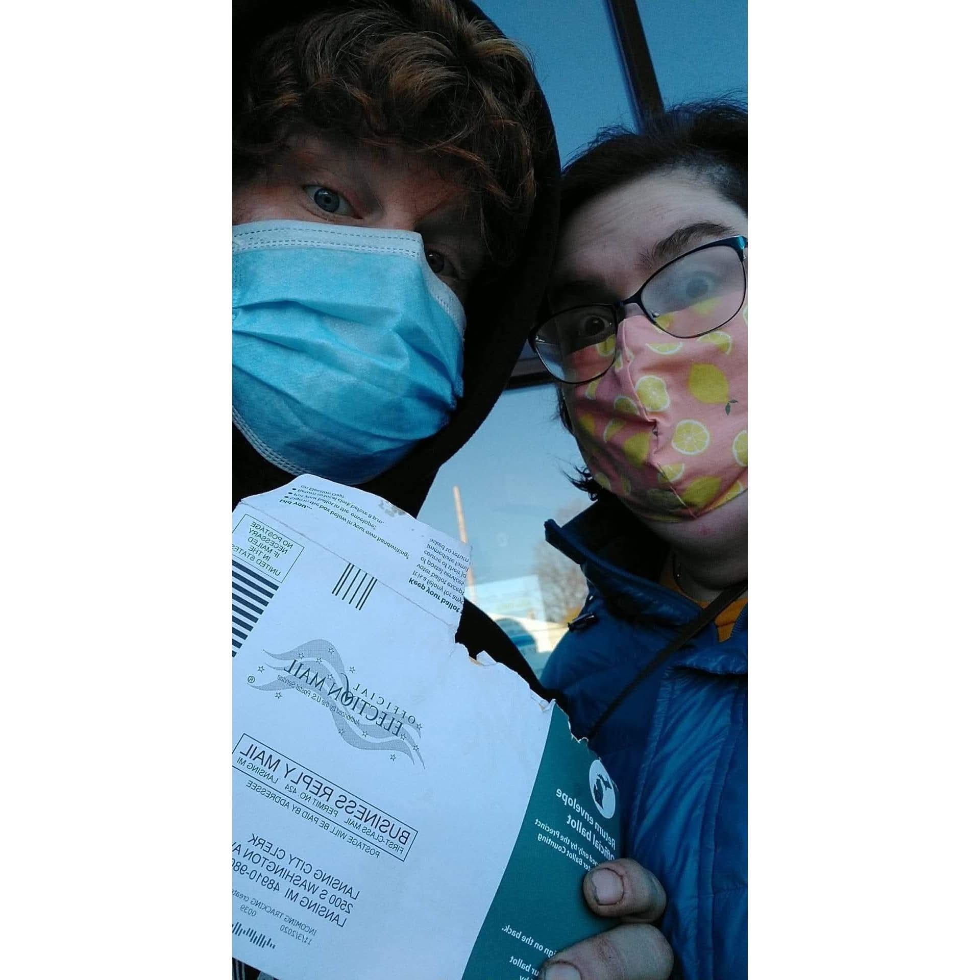 Hillary moved in with Brad in Lansing in October of 2020, and they went to vote in person together the next week!