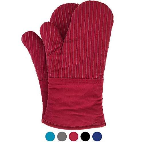 BIG RED HOUSE Oven Mitts, with the Heat Resistance of Silicone and Flexibility of Cotton, Recycled Cotton Infill, Terrycloth Lining, 480 F Heat Resistant Pair Red