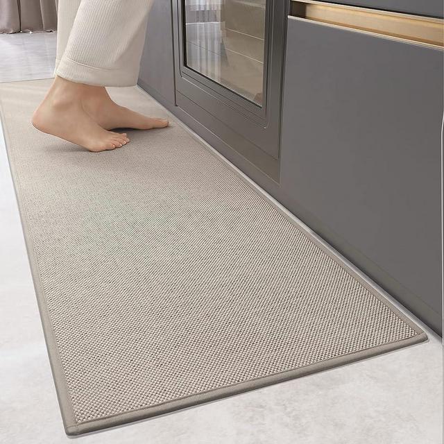 Color G Kitchen Rugs and Mats Non Slip Washable, Absorbent Kitchen Mats Woven Kitchen Runner Rug Easy to Clean Kitchen Floor Mats for in Front of Sink, Laundry Room, Hallway, 17”x47”, Khaki