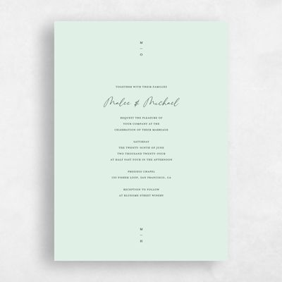 Mint, Green Wedding Invitation - Ivor Portrait