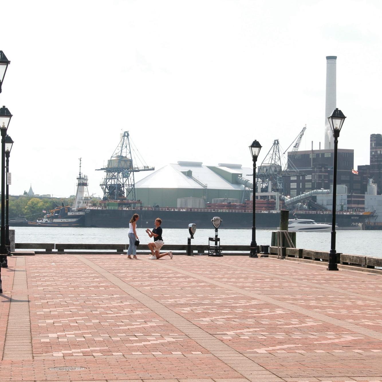 After nearly 7 years of dating... Branson finally proposed on the Fells Point pier on September 6, 2025. Caitlin said yes — obviously.