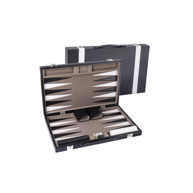 GSE Premium Leather Backgammon Board Game Set, Backgammon Game Set with Leather Case - Medium