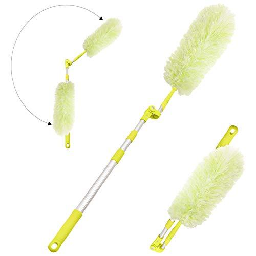 Pure Care Microfiber Feather Duster with Extension Pole, Lightweight, Washable, Extendable Dusters for Cleaning Ceiling Fan, Blinds, Cobwebs, Baseboards