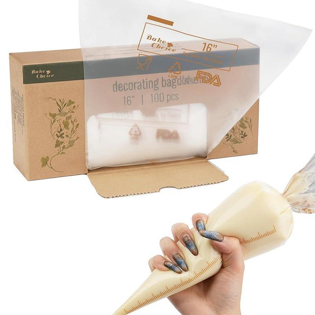 Bake Choice 16 Inch Large Piping Bags, 100PCS Thickened Disposable Pastry Bags, Anti Burst Icing Bags for Cream Frosting, Non-slip Frosting Bags, Cake & Cookie Decorating Supplies