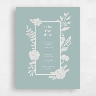 Vintage Blue Wedding Save the Date - Catania Border