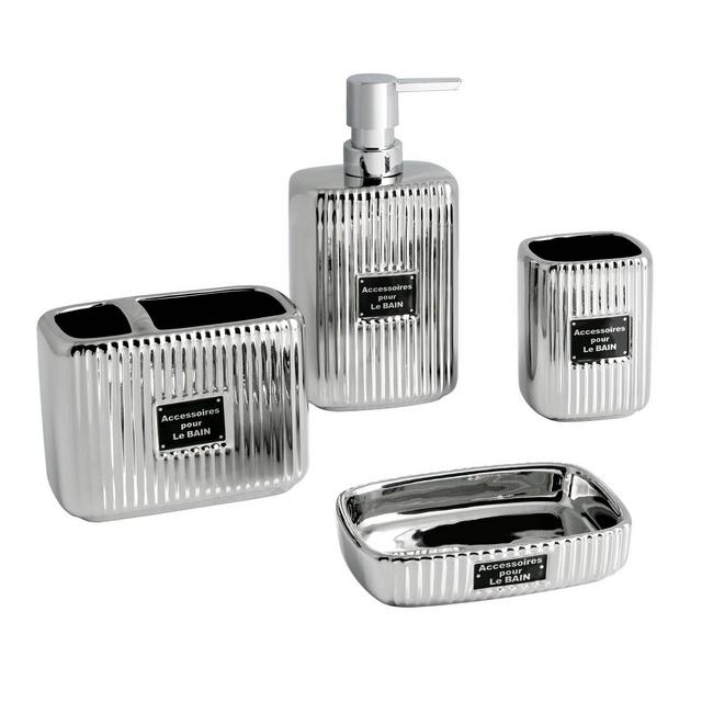 4pc Le Bain Lotion Pump/Toothbrush Holder/Tumbler/Soap Dish Set - Allure Home Creations