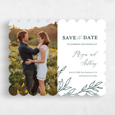 Green Scalloped Wedding Save the Date - Delana Photo
