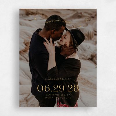 Yellow Typography Wedding Save the Date - Adhara Photo