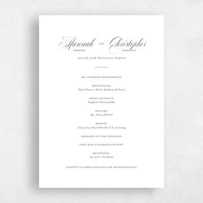 White Simple Wedding Program - Jade