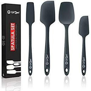 Silicone Spatula Set | 4 Versatile Tools Created for Cooking, Baking and Mixing | One Piece Design, Non-Stick & Heat Resistant | Strong Stainless Steel Core (UpGood Kitchen Utensils, Formal Grey)