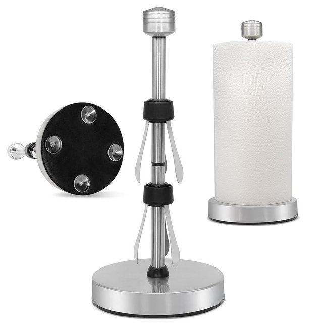 Paper Towel Holder Countertop, Kitchen Towel Holder, Premium Stainless Steel Heavy Duty, Kitchen Apartment Essentials Paper Towel Dispenser with Weighted Base Counter Top