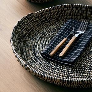 Linen Black and Ivory Plaid Napkin