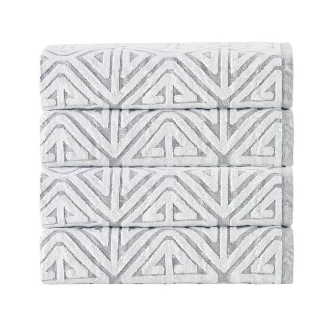 4pc Glamour Turkish Cotton Bath Towel Set Silver - Enchante Home