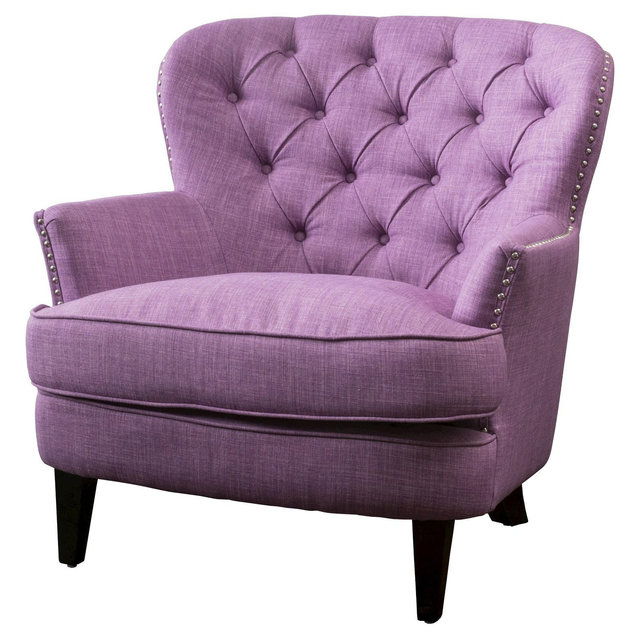 Tafton Tufted Fabric Club Chair - Light Purple - Christopher Knight Home: Upholstered Reading Accent Chair, Polyester, Hardwood Frame