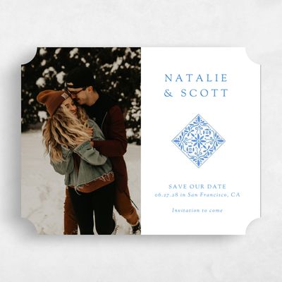 Blue Ticket Wedding Save the Date - Oluveri Landscape