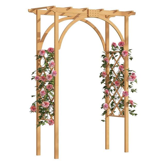 YITAHOME Solid Wood Wedding Arch-7.1FT Natural Wooden Wedding Arches for Ceremony, Garden Arbor for Parties, Embrace Rustic Charm Indoors or Outdoors, Wood Trellis, Plant Stand