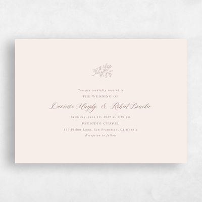 Linen, Beige Wedding Invitation - Lisette Landscape