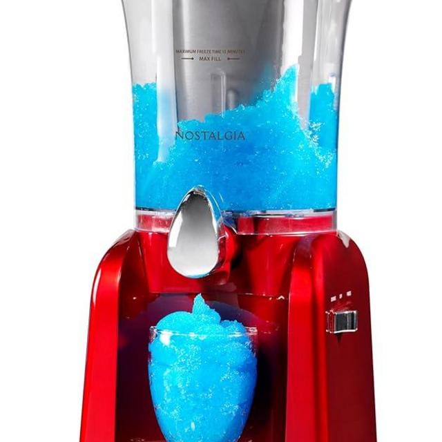 Nostalgia Frozen Drink Maker and Margarita Machine for Home - 32-Ounce Slushy Maker with Stainless Steel Flow Spout - Easy to Clean and Double Insulated - Retro Red