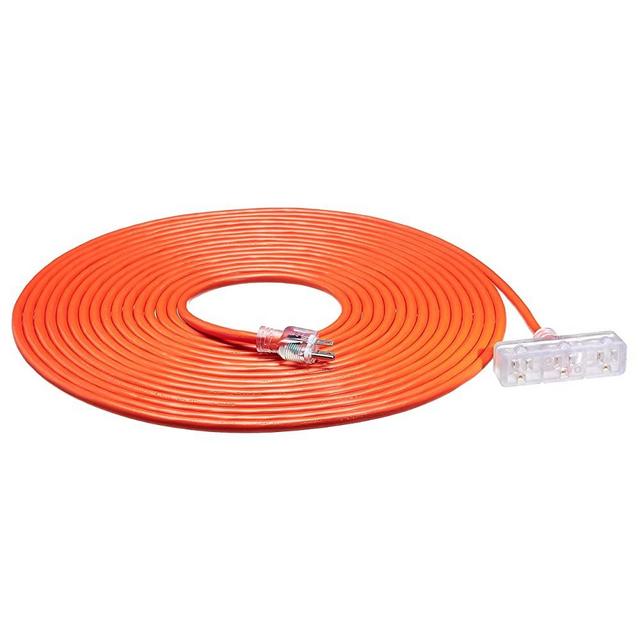 AmazonBasics Outdoor Extension Cord with Lighted 3 Outlets, Orange, 50 Foot