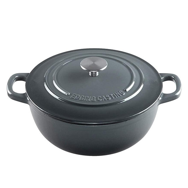 Enameled Cast Iron Dutch Oven, EDGING CASTING 5 Quart Cast Iron Dutch Oven Cookware Pot, Suitable For Variety Stovetops, Gray