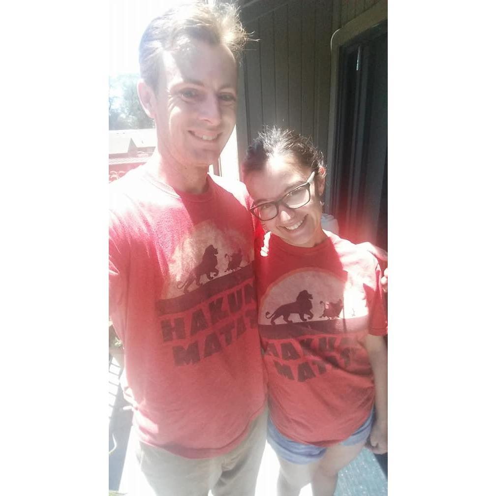 Us in our favorite shirts, Hakuna Matata.