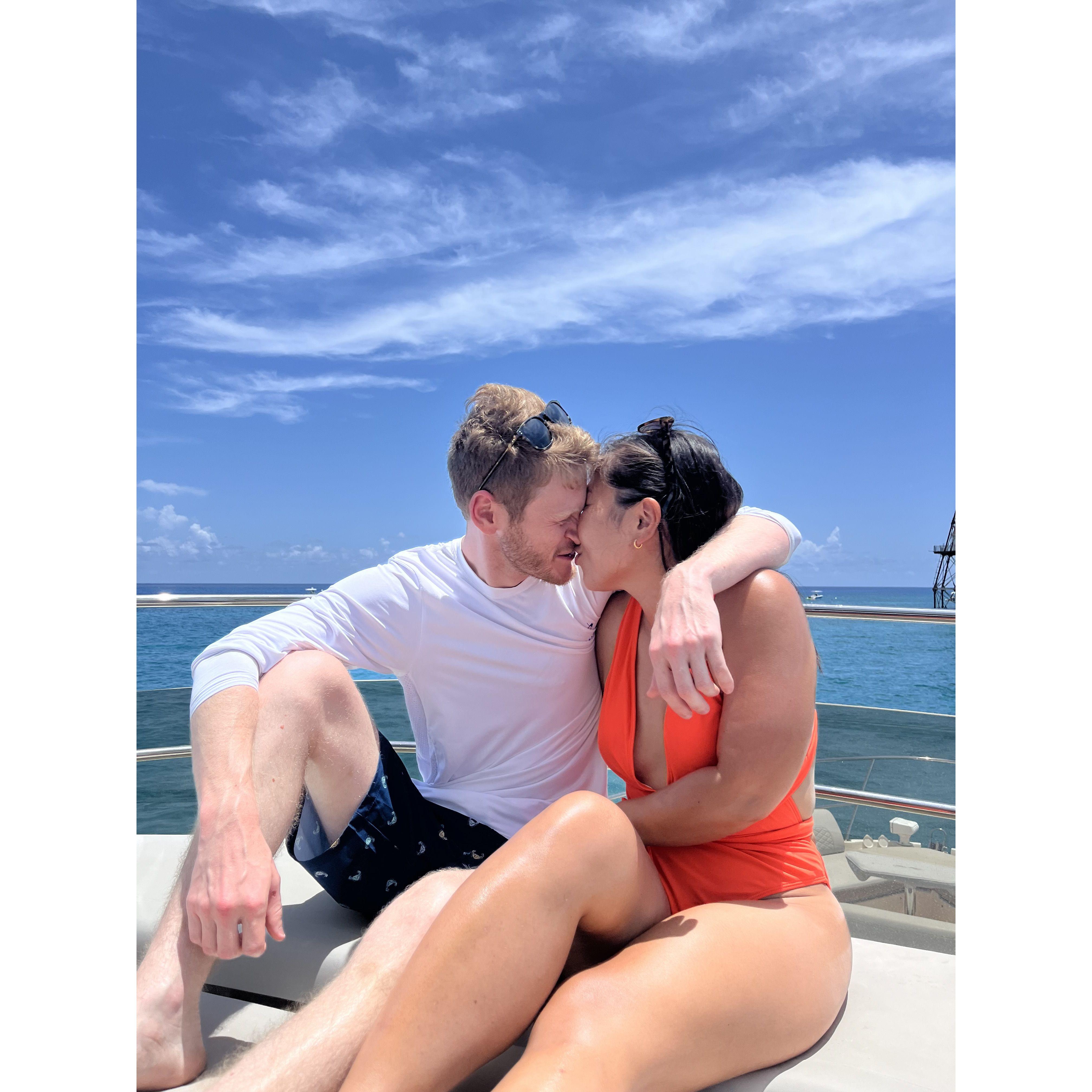 Enjoying a boat in Miami Beach
