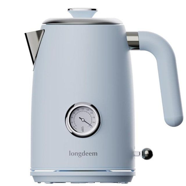 LONGDEEM 1L Small Electric Kettles Stainless Steel, Portable Travel Mini Hot Water Boiler Heater, Cool Touch Teapot, Auto Shut-Off & Boil-Dry Protection for Cooking, Business Trip and More, Blue