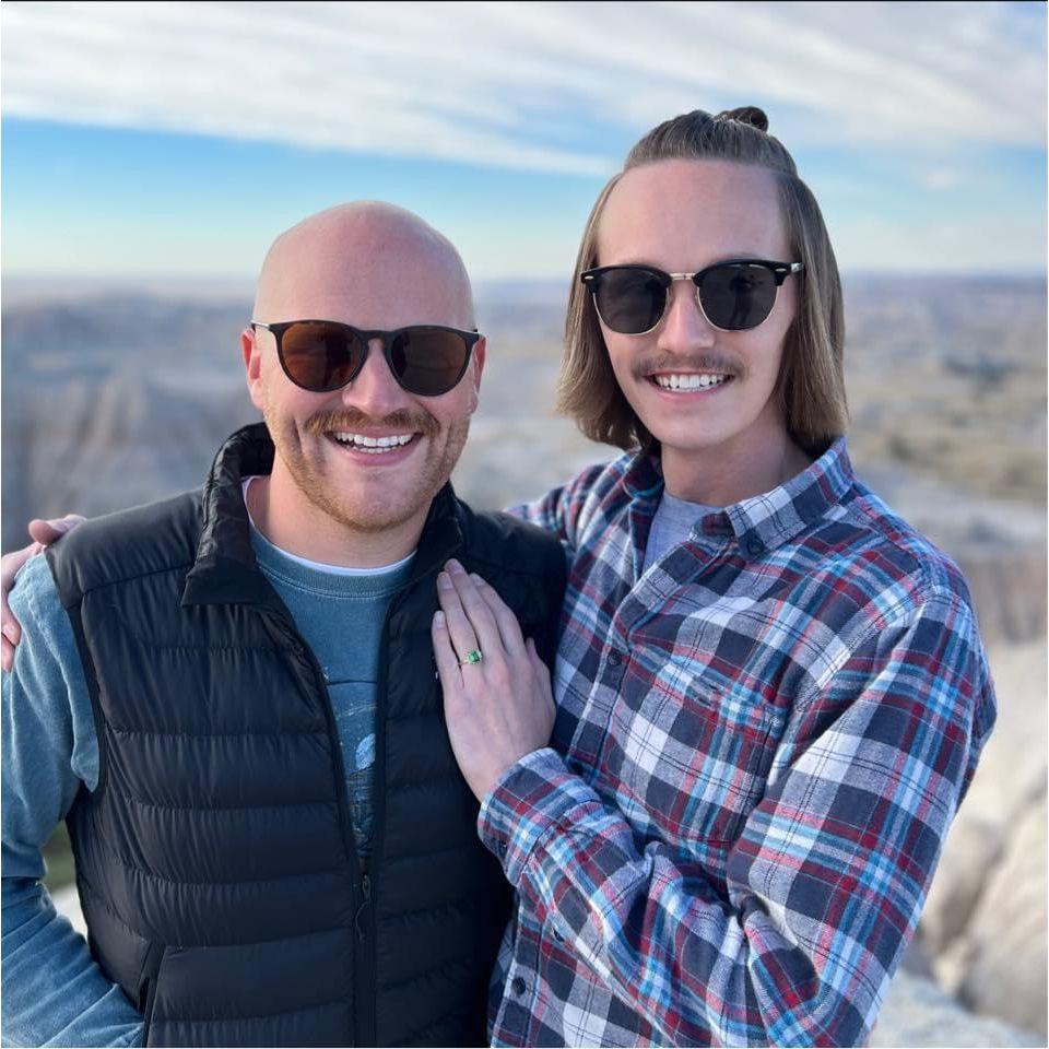 Chris and Tyler the day after their proposal at Badlands National Park