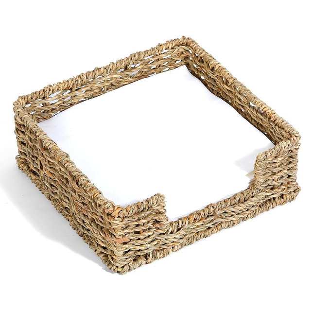Tadacumir Seagrass Napkin Holder for Dining Table, Flat Square Napkin Holder for Paper Napkins Cocktail Modern Wicker Woven Napkin Dispenser for Kitchen Farmhouse Restarurant