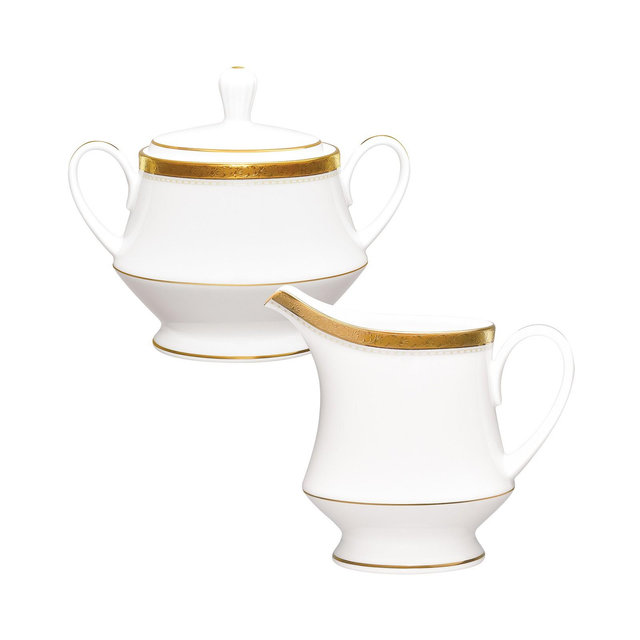 Noritake Charlotta Gold 2 Piece Sugar Creamer Set