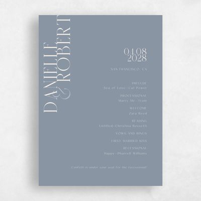 Dusty Blue Wedding Program - Falcon