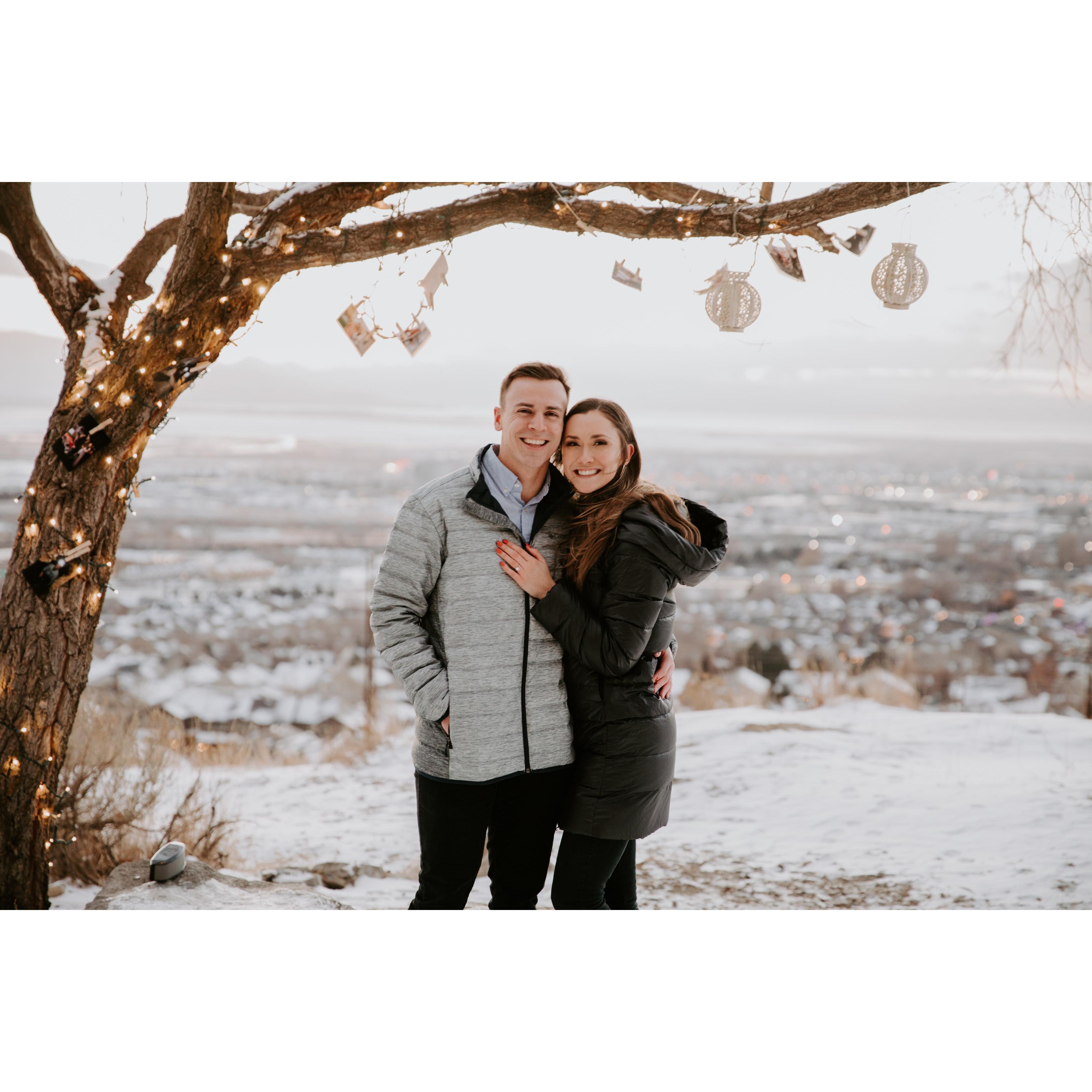 After he popped the question! We were on top of the world.