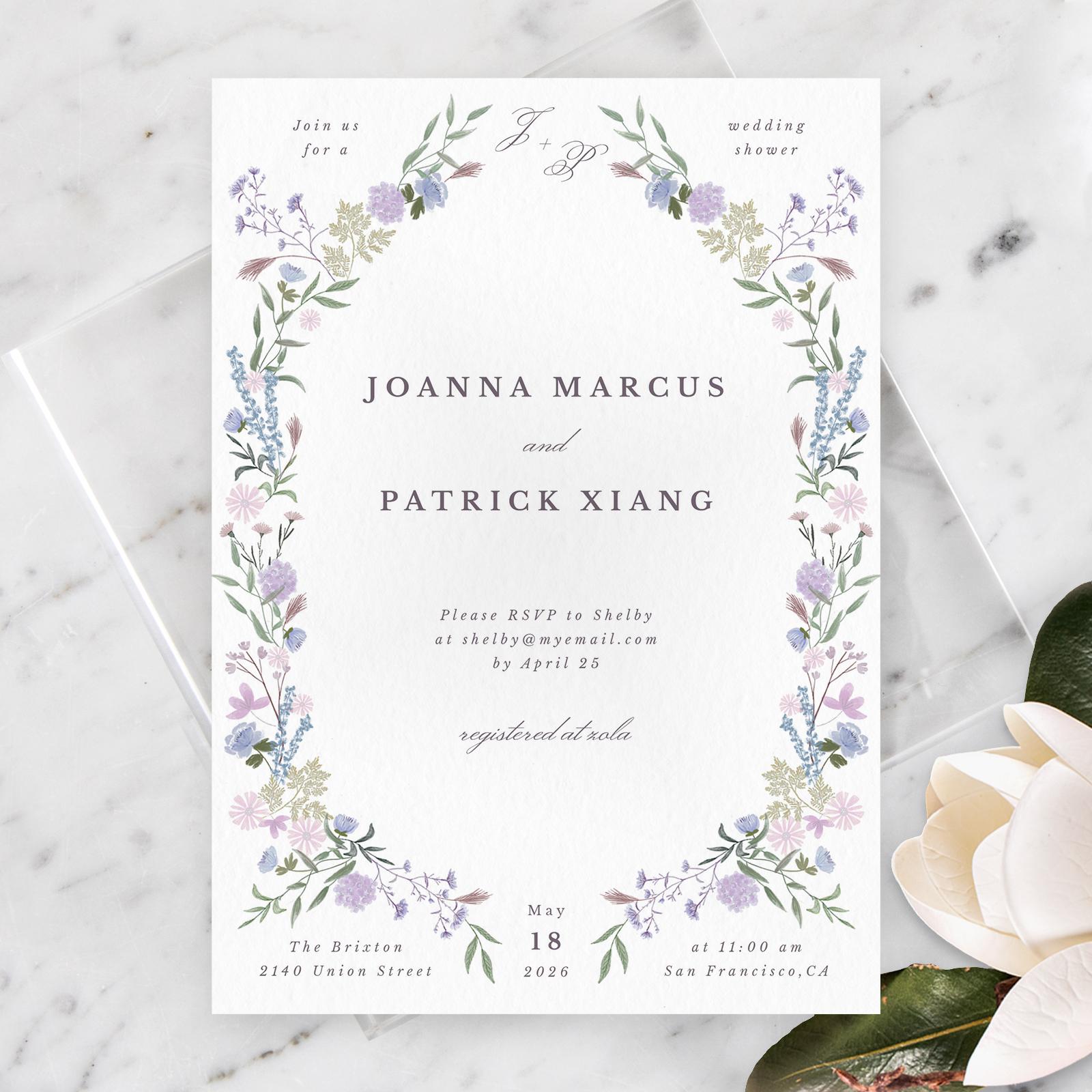 Zola Wedding & Bridal Shower Invitations Laurelwood Portrait