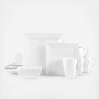 16-Piece Trellis Square Dinnerware Set, Service for 4