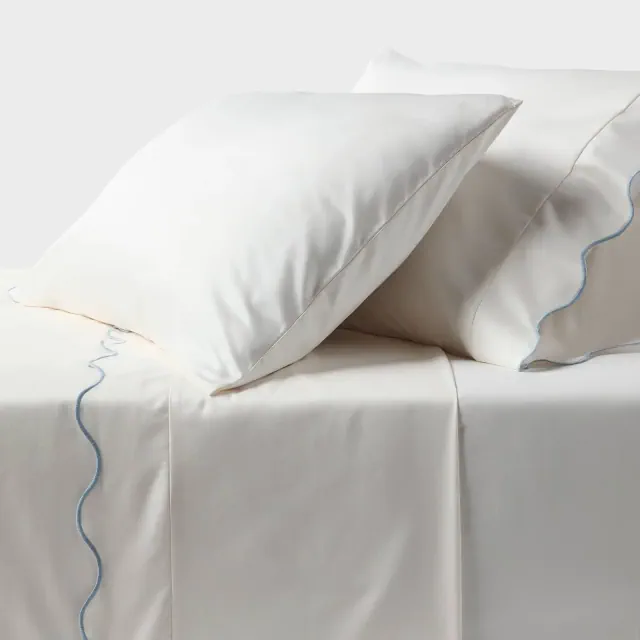 Queen 400 Thread Count Performance Sheet Set Blue Scalloped Hem - Threshold™