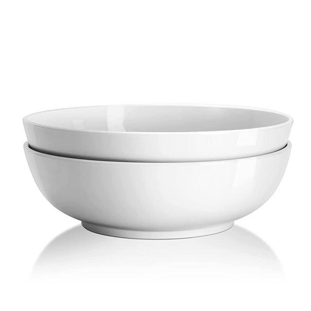 Yedio Pasta Bowls, 60 Ounces Serving Bowls Set, Porcelain Salad Bowls for Kitchen, Large White Bowls Set, Oven Dishwasher Safe, Set of 2