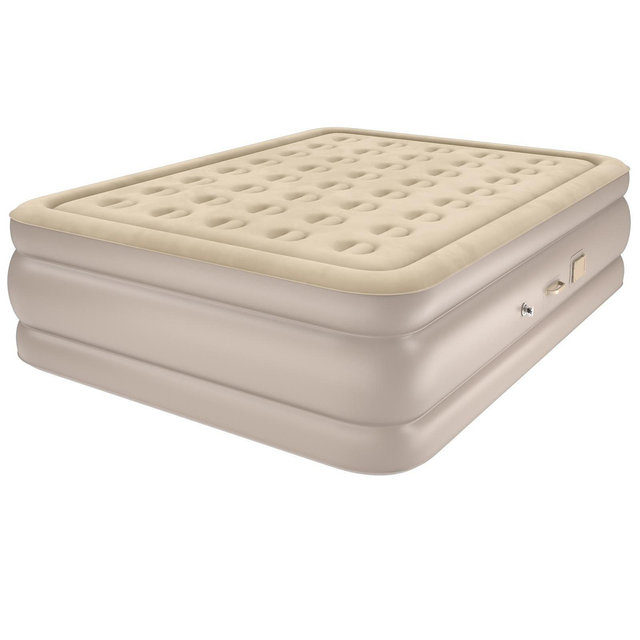 SUGIFT 18" Queen Air Mattress with Built-In Pump, Ergonomic Air Coil Support, Durable Leak-Resistant Design for Guests Camping