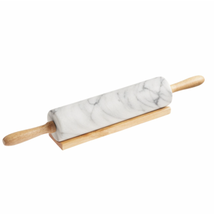White Marble Rolling Pin With Wood Handles - World Market