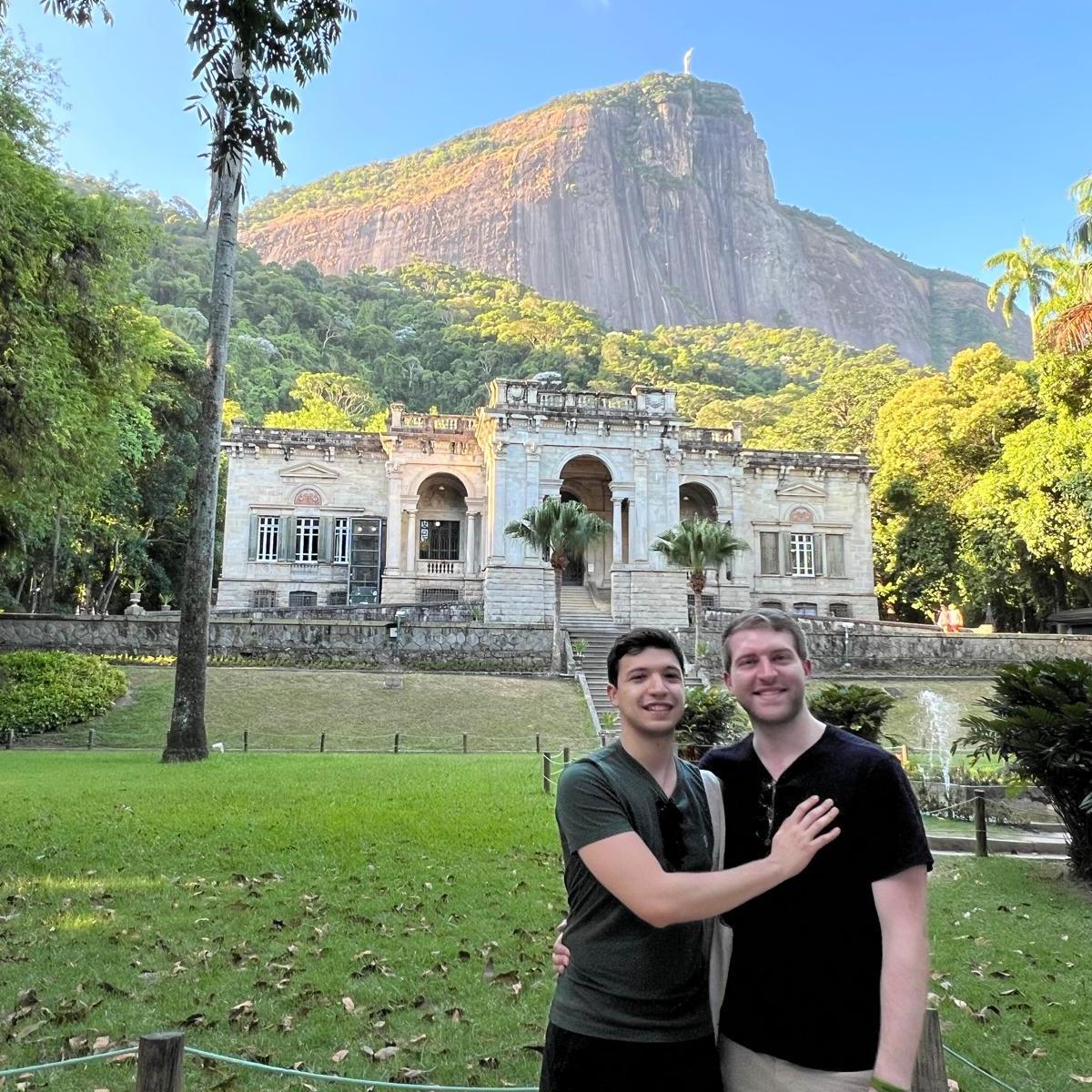 Us in Rio at Parque Lage. You can see Christ The Reedemer in the background.
