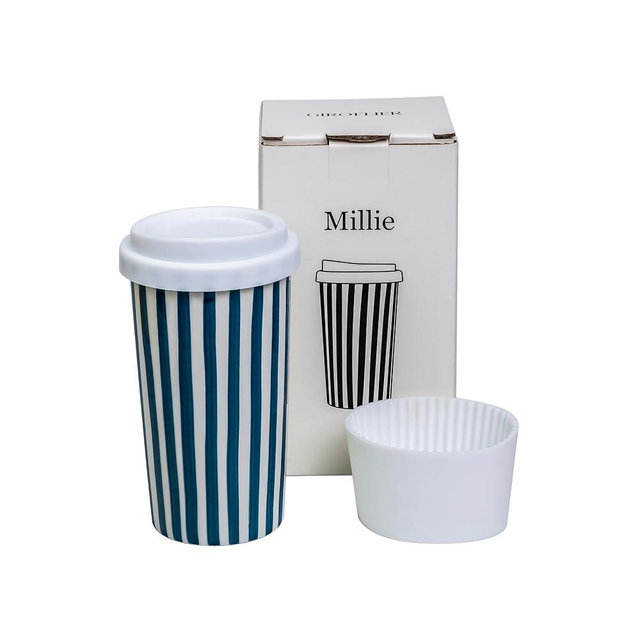 GIROFLIER Millie 12oz Ceramic Tumbler - Stylish Travel Coffee cup with Lid, Microwave & Dishwasher Safe - Ceramic Travel Mug with Lid - Unique Gift Idea for Women & Men Who Love Coffee on the Go