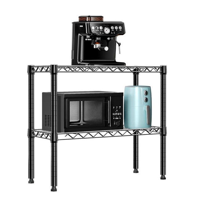 MZG 220 lbs 2 Tier Storage Rack Metal Wire Shelving Unit, Storage Standing Household Shelf Organizer for Laundry Bathroom Kitchen Pantry Closet Basement Utility Room, Black 11.8" D x 27.6" W x 23.4" H