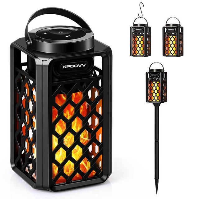 Outdoor Bluetooth Speakers Waterproof Portable Led Flame Speaker with Torch Atmosphere 10w Enhanced Bass for Patio Porch Garden Home Backyard Decor, Gifts for Men Women Couples Dads Moms