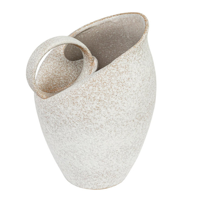 Storied Home 9 Inches 82-Ounce Textured Stoneware Pitcher in Reactive Glaze, White