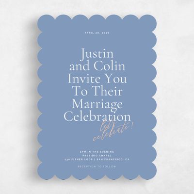 Blue Scalloped Wedding Invitation - Violetta Portrait