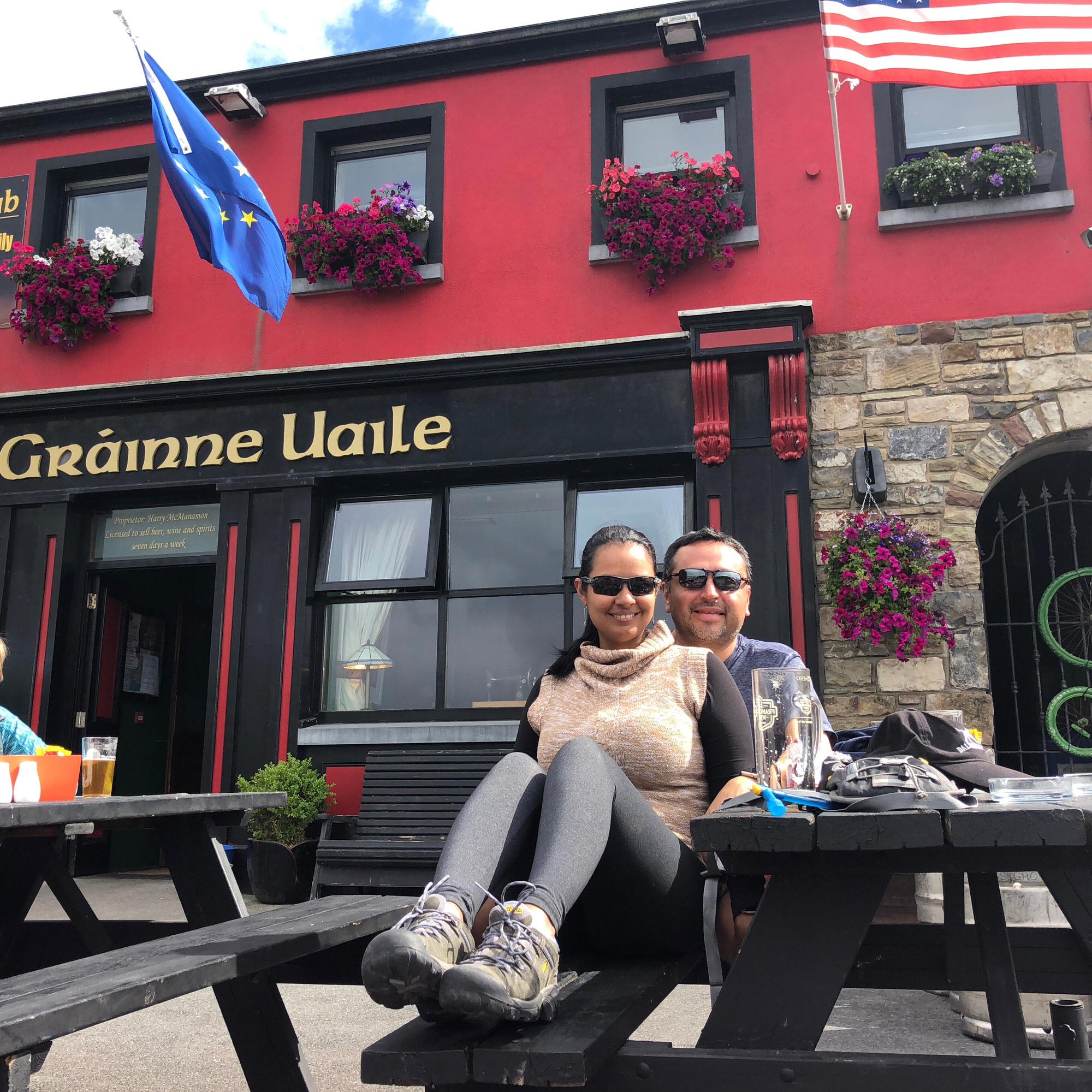Outside a pub in Ireland after a long bike ride.